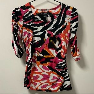 Wild Alfani Pink Orange Black & White Cool Comfort Material Top!